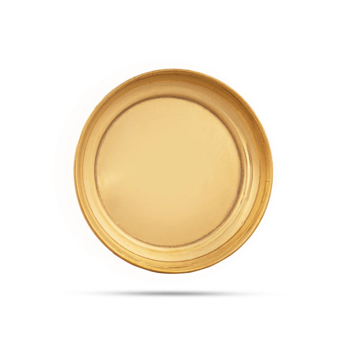 Brass Plate - 0.5 x 3.5 Inches | Puja Plate/ Thali Plate for Pooja/ 23 Gms Approx - Pooja Plate & Tray