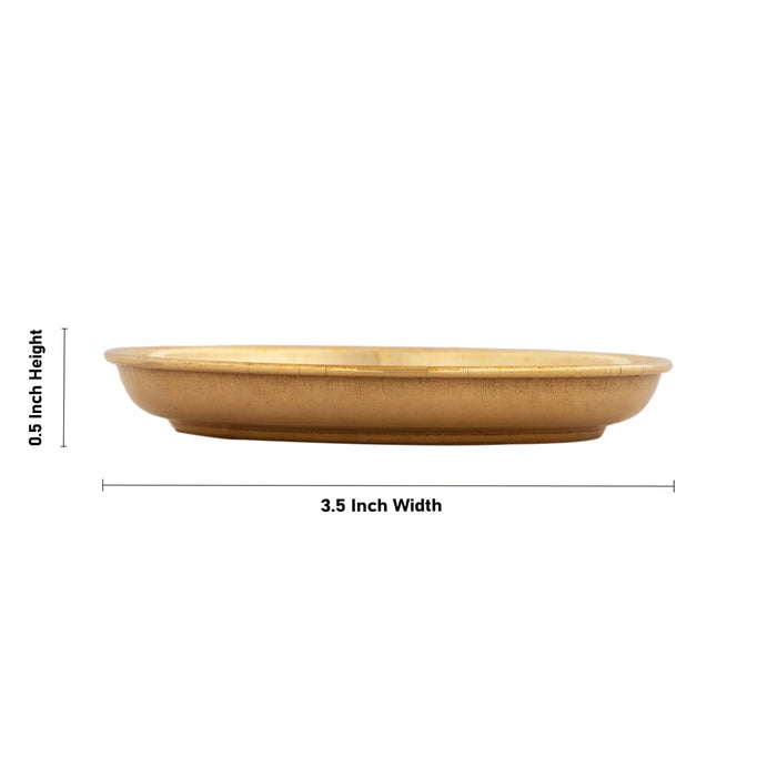 Brass Plate - 0.5 x 3.5 Inches | Puja Plate/ Thali Plate for Pooja/ 23 Gms Approx - Pooja Plate & Tray