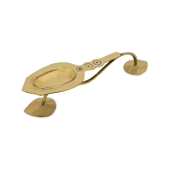 One Mukh Aarti - 2 X 9 Inches | Brass Aarti/ Kapoor Dhani/ Camphor Burner With Handle For Daily Pooja Use