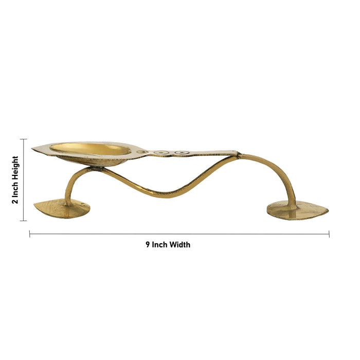 One Mukh Aarti - 2 X 9 Inches | Brass Aarti/ Kapoor Dhani/ Camphor Burner With Handle For Daily Pooja Use