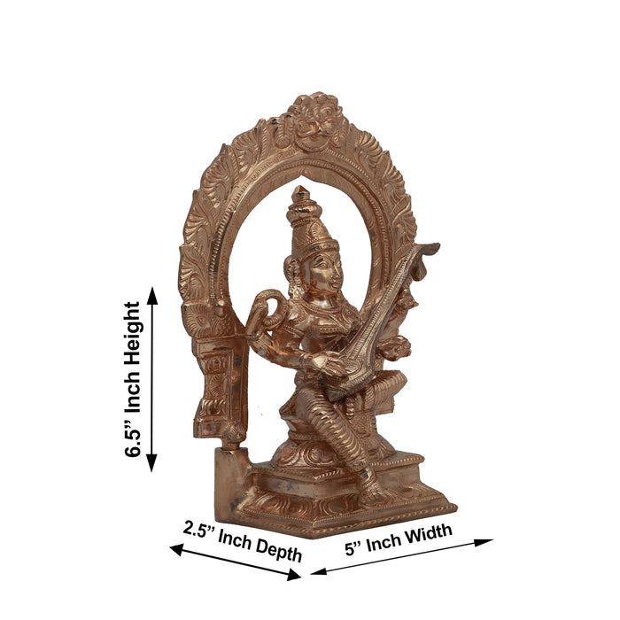 Saraswati Murti - 6 Inches | Panchaloha Idol/ Saraswati Idol/ Saraswati Mata Murti for Pooja - Panchaloha Murties