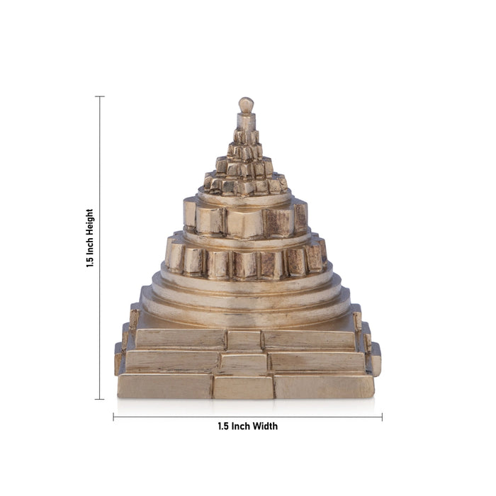 Maha Meru - 1.5 x 1.5 Inches | Panchaloha Sri Chakra Maha Meru/ Sri Yantra for Pooja/ 120 Gms Approx - Maha Meru & Yantra