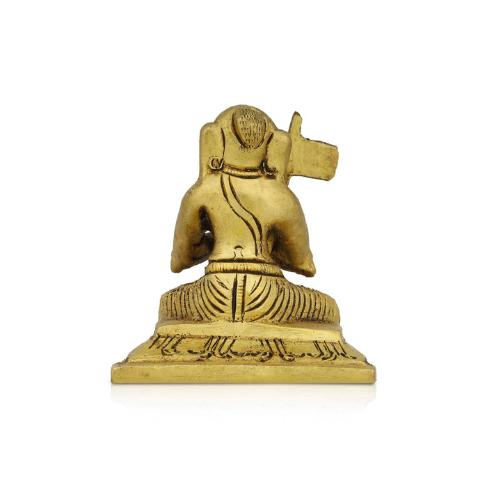 Ramanujar Statue Sitting On Base - 2.5 x 2 Inches | Antique Brass Idol/ Ramanujar Idol for Pooja - Brass Murties