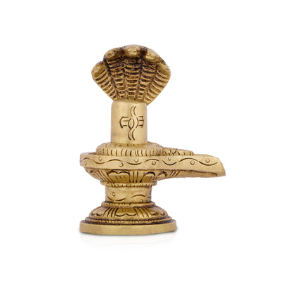 Shivling Idol - 3 x 2.5 Inches | Antique Brass Statue/ Sivalingam Statue for Pooja/ 290 Gms Approx