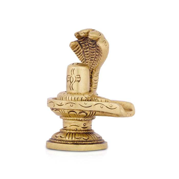 Shivling Idol - 3 x 2.5 Inches | Antique Brass Statue/ Sivalingam Statue for Pooja/ 290 Gms Approx