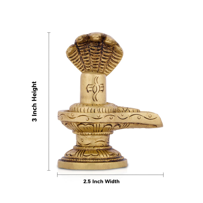 Shivling Idol - 3 x 2.5 Inches | Antique Brass Statue/ Sivalingam Statue for Pooja/ 290 Gms Approx