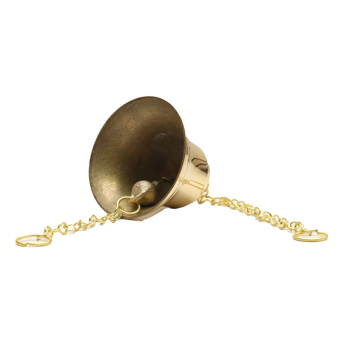 Brass Bell - 4 Inches | Brass Bell Hanging/ Pooja Hanging Bell with Chain/ Hanging Bells for Mandir - Pooja Bells