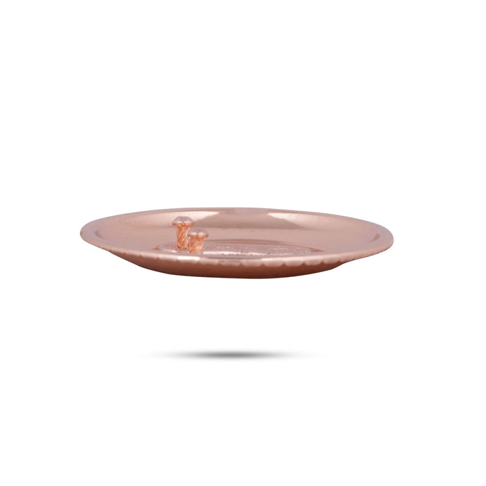 Vishnu Charan Paduka - 2.5 Inches | Copper Polish Plate With Vishnu Padham for Pooja/ 20 Gms Approx - Pooja Box & Paduka