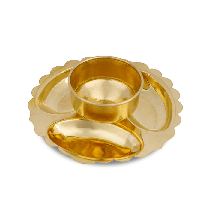 Brass Kankavati - 2 x 3 Inches | Traditional Kumkum Box / Sindoor & Haldi Container for Pooja & Ritual Use