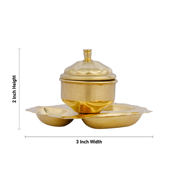 Brass Kankavati - 2 x 3 Inches | Traditional Kumkum Box / Sindoor & Haldi Container for Pooja & Ritual Use