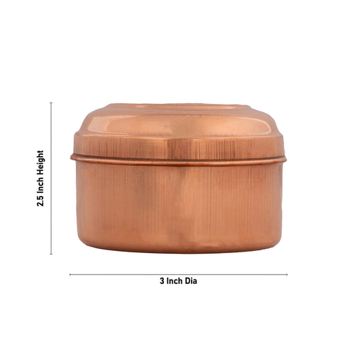 Pooja Box With Lid - 2.5 X 3 Inches | Storage Box/ Jewellery Box/ Copper Box For Storage Use - Pooja Box & Paduka