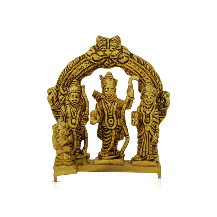 Ram Darbar Murti With Arch - 4.5 x 3.75 Inches | Antique Brass Idol/ Ram Darbar Idol for Worship - Brass Murties