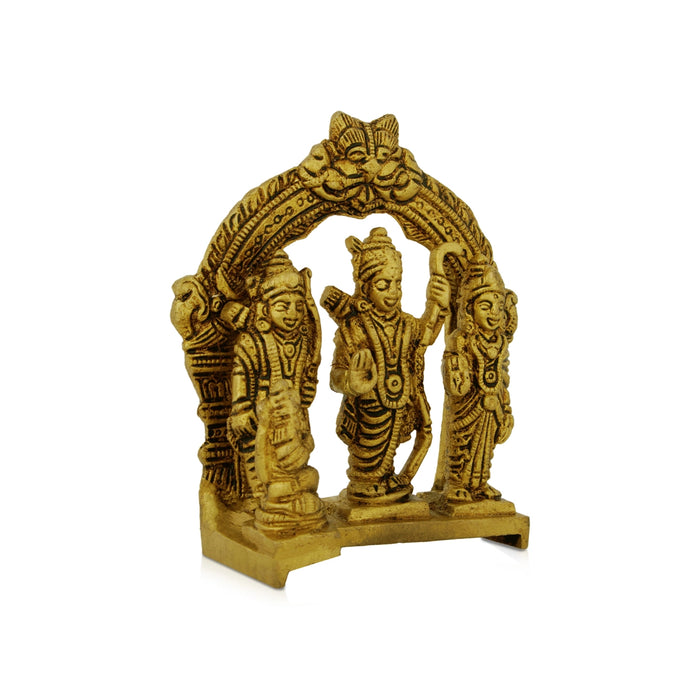 Ram Darbar Murti With Arch - 4.5 x 3.75 Inches | Antique Brass Idol/ Ram Darbar Idol for Worship - Brass Murties