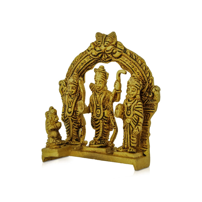 Ram Darbar Murti With Arch - 4.5 x 3.75 Inches | Antique Brass Idol/ Ram Darbar Idol for Worship - Brass Murties