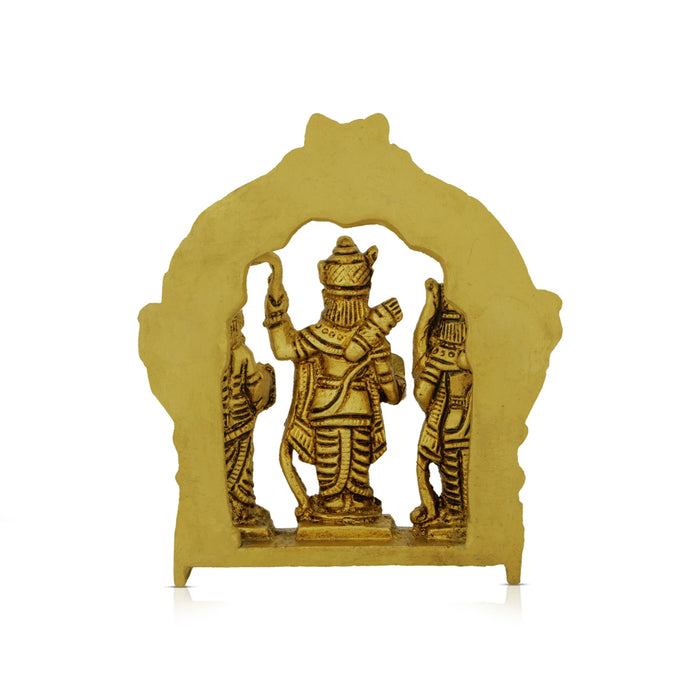 Ram Darbar Murti With Arch - 4.5 x 3.75 Inches | Antique Brass Idol/ Ram Darbar Idol for Worship - Brass Murties