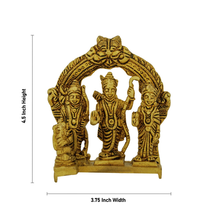Ram Darbar Murti With Arch - 4.5 x 3.75 Inches | Antique Brass Idol/ Ram Darbar Idol for Worship - Brass Murties