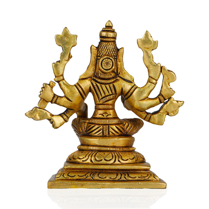 Varahi Amman Statue - 4 x 3.5 Inches | Varahi Idol/ Antique Brass Statue/ Varahi 8 Hands Idol for Pooja - Brass Murties