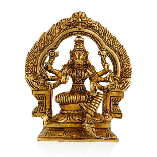 Varahi Amman Statue - 7 Inches | Varahi Idol/ Antique Brass Statue/ Varahi with Arch Idol for Pooja - Brass Murties