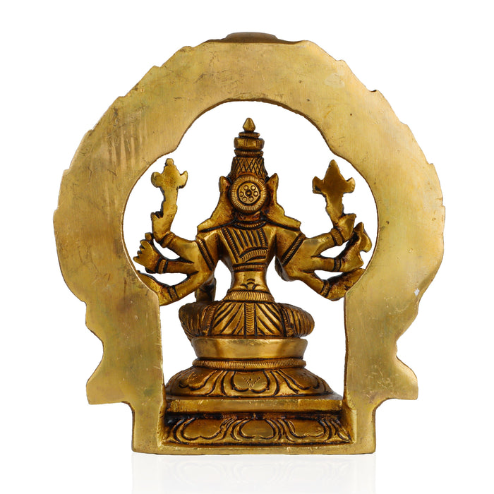 Varahi Amman Statue - 7 Inches | Varahi Idol/ Antique Brass Statue/ Varahi with Arch Idol for Pooja - Brass Murties