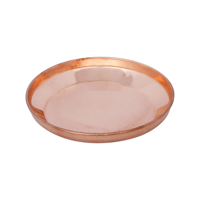 Copper Plate - 1.5 x 9 Inches | Pooja Plate/ Hariwana Design Thali Plate for Home/ 300 Gms Approx - Pooja Plate & Tray