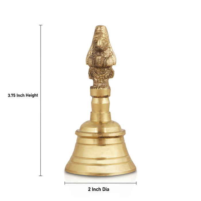 Brass Hand Bell x Inches Pooja Bell/ Hanuman Handle Ghanti for Home