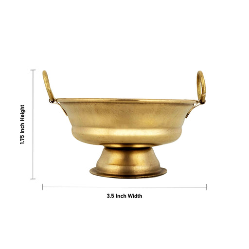 Flower Pot With Base - 2.5 x 8.5 Inches | Brass Uruli / Urli With Handle for Home & Pooja Decor - Uruli & Flower Pot