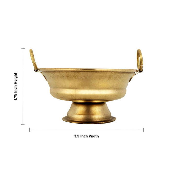 Flower Pot With Base - 2.5 x 8.5 Inches | Brass Uruli / Urli With Handle for Home & Pooja Decor - Uruli & Flower Pot