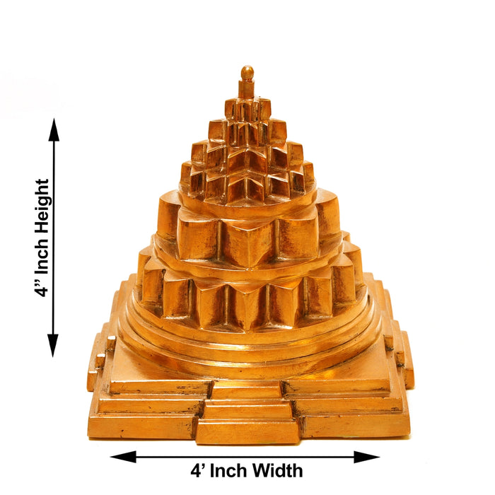 Maha Meru - 4 x 4 Inches | Meru Shree Yantra/ Panchaloha Sri Chakra for Pooja/ 1.280 Kgs Approx