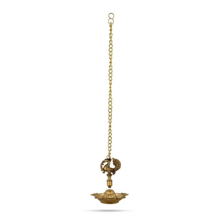 Hanging Lamp With Chain - 18.5 x 3.5 Inches | Brass Annam 5 Face Vilakku / Latkan Hanging Deep for Pooja