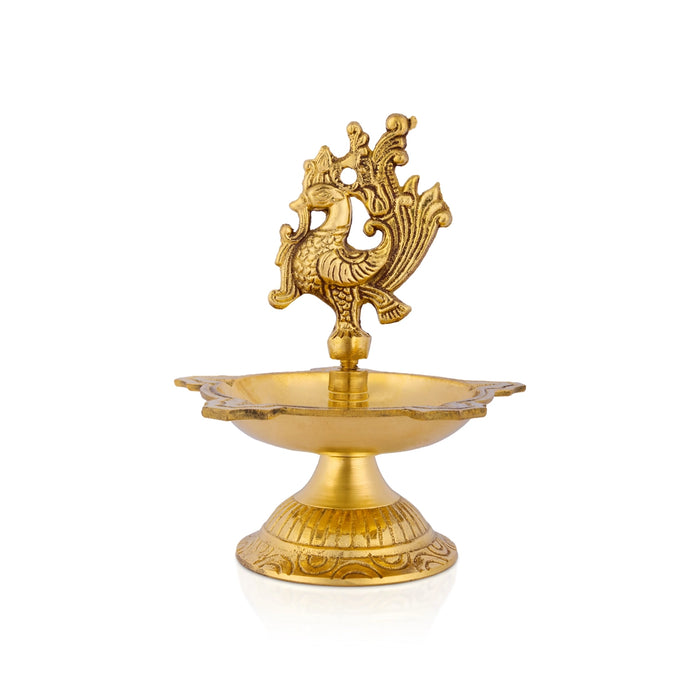 Brass Hanging Lamp - 6 x 5 Inches | Brass Annam 5 Face Vilakku with base/ Latkan Hanging Deep for Pooja