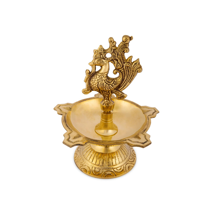 Brass Hanging Lamp - 6 x 5 Inches | Brass Annam 5 Face Vilakku with base/ Latkan Hanging Deep for Pooja