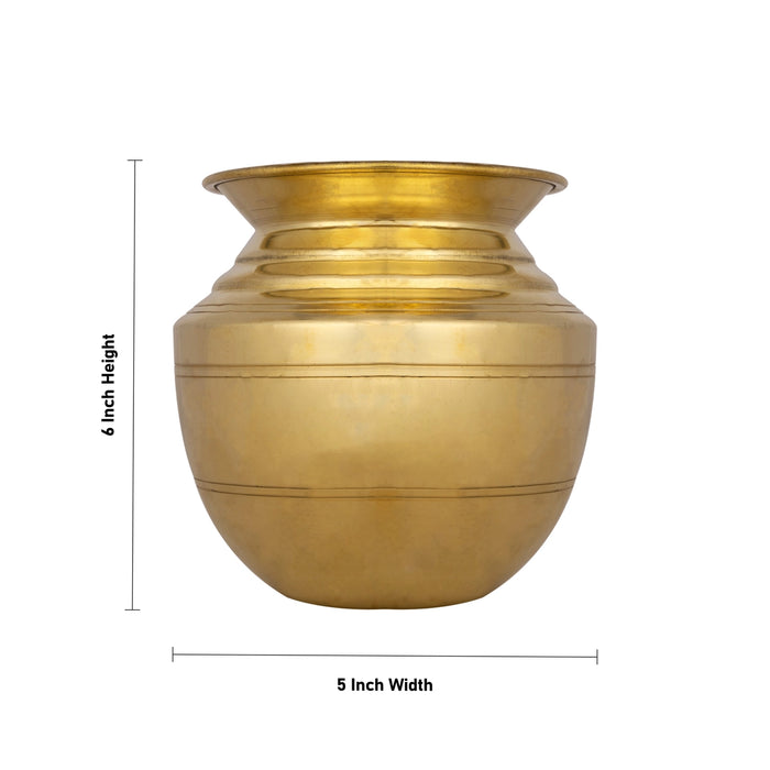 Brass Lota - 6 x 5 Inches | Chombu / Pooja Pot / Brass Kalash for Home & Pooja