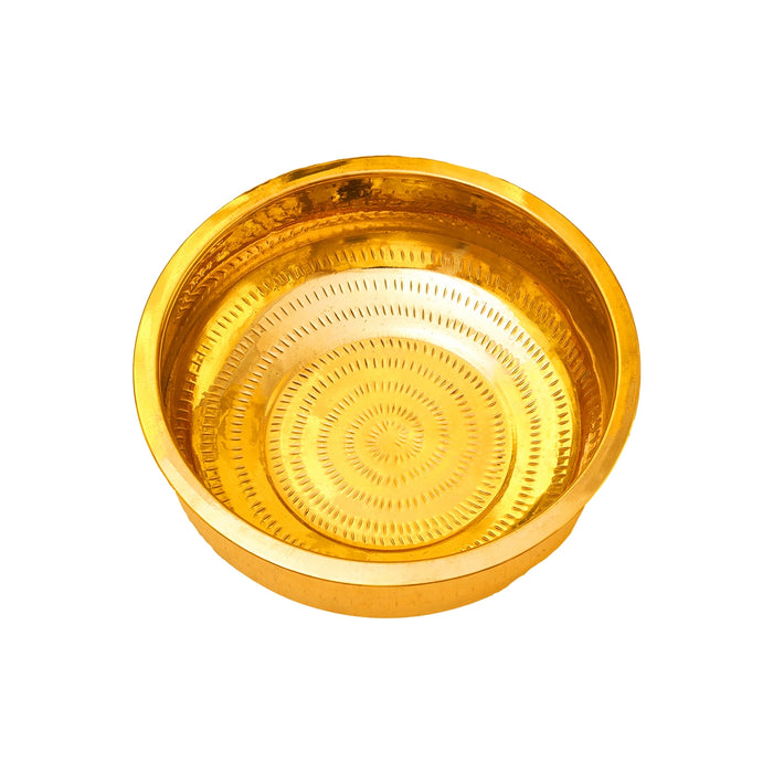 Brass Bowl - 3.25 x 10 Inches | Tharpana Chatti/ Brass Vessel/ Tarpana Chatti for Rituals - Bowls