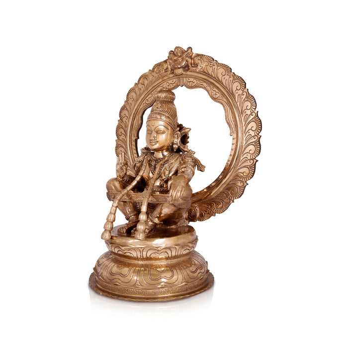 Ayyappan Mala with Arch Murti - 16 x 11 Inches | Panchaloha Ayyappa Idol/ Iyyapan Statue For Pooja - Panchaloha Murties