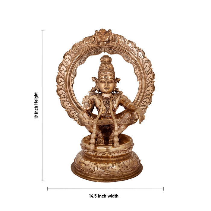 Ayyappan Mala with Arch Murti - 16 x 11 Inches | Panchaloha Ayyappa Idol/ Iyyapan Statue For Pooja - Panchaloha Murties