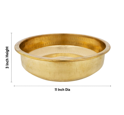 Brass Bowl - 3 x 11 Inches | Tharpana Chatti/ Tarpana Chatti for Rituals - Bowls