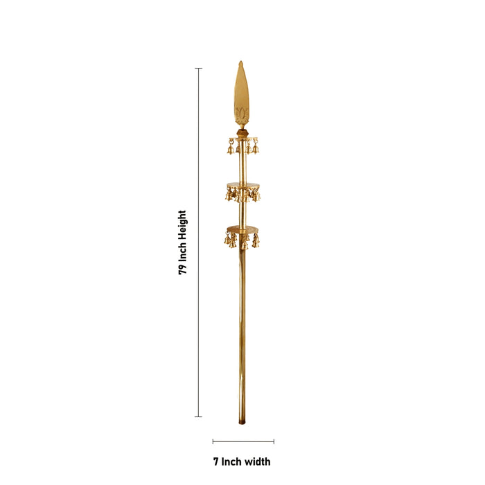 Valllayam Spear - 79 x 7 Inches | Brass Vel Flag Post / Spiritual decor for Lord Murugan in Temple - Deity Accessories