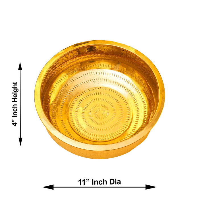 Brass Bowl - 4 x 11 Inches | Tharpana Chatti/ Tarpana Patra for Rituals - Bowls