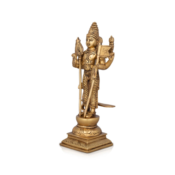 Murugan Statue - 10 x 4.5 Inches | Antique Brass Idol/ Murugan Silai/ Murugan Idol for Pooja/ 2.200 Kgs Approx