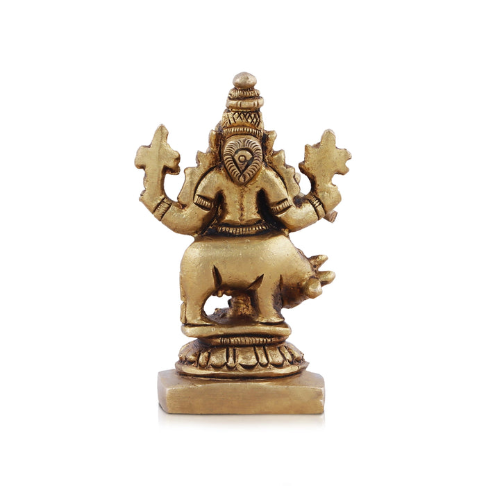 Krishna Statue with Cow - 2 x 1.5 Inches | Antique Brass Idol/ Cow Krishna for Pooja/ 80 Gms Approx - Brass Murties