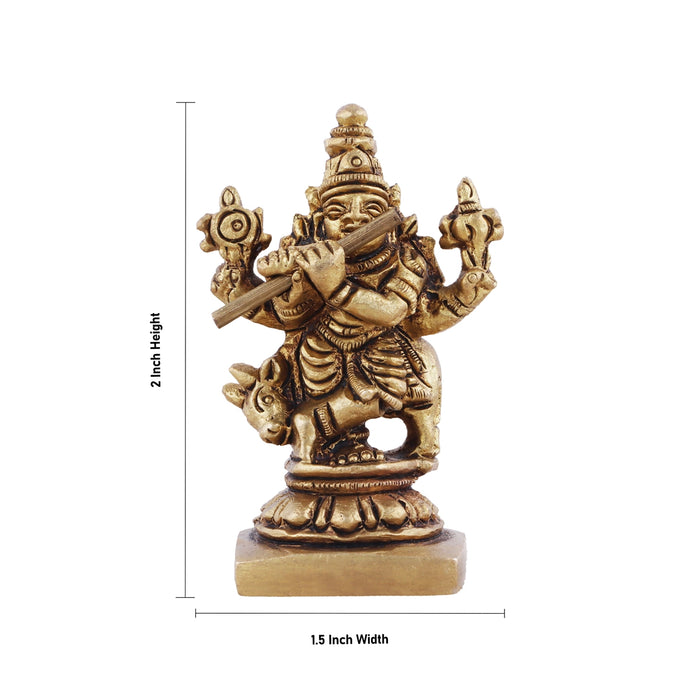 Buy Krishna Statue with Cow x . Antique Brass Idol Cow Krishna for Pooja ms Approx online at Giri ISKCON collection