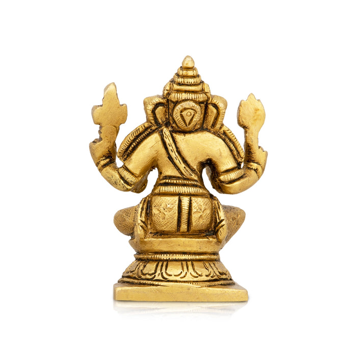 Ganesh Murti - 2 x 4 Inches | Antique Brass Idol/ Sitting Ganpati Murti for Pooja/ 250 Gms Approx