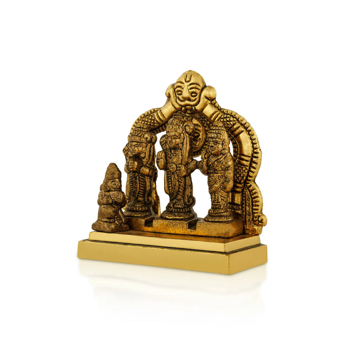 Brass Ramar Pattabhishegam Idol – 3 X 3 Inches | Gold Finish / Brass Ram Darbar Statue / Pooja & Gifting