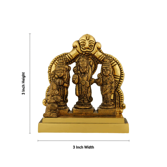 Brass Ramar Pattabhishegam Idol – 3 X 3 Inches | Gold Finish / Brass Ram Darbar Statue / Pooja & Gifting