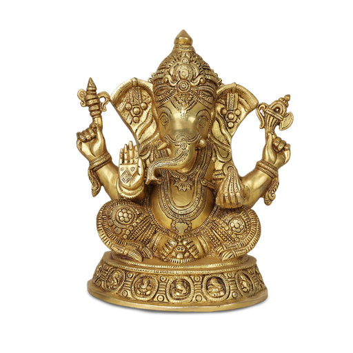 Ganesh Murti - 14 Inches | Antique Brass Statue/ Vinayagar Statue/ Ganesha Idol for Pooja - Brass Murties