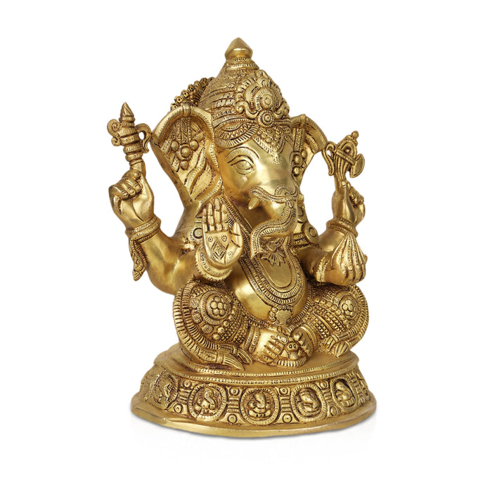 Ganesh Murti - 14 Inches | Antique Brass Statue/ Vinayagar Statue/ Ganesha Idol for Pooja - Brass Murties
