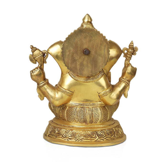 Ganesh Murti - 14 Inches | Antique Brass Statue/ Vinayagar Statue/ Ganesha Idol for Pooja - Brass Murties