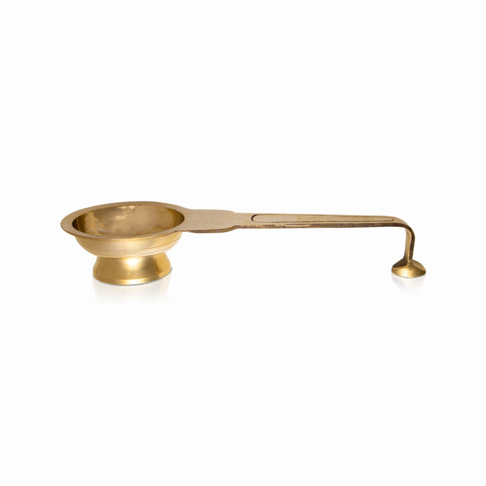 Brass Laddle Aarti - 2 x 11 Inches | Kapoor Arti/ Camphor Burner for Pooja/ 480 Gms Approx