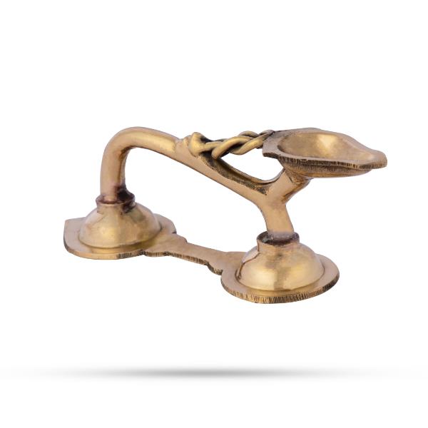 Brass Aarti  - 1.5 x 5 Inches | Aarti Diya with Handle/ One Mukh Spoon Aarti/ Brass Arti for Pooja - Kapur Aarti
