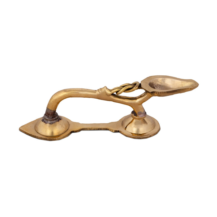 One Mukh Spoon Karpoora Burner - 1.5 X 6 Inches | Camphor Aarti/ Brass Kapoor Arti for Pooja/ 130 Gms Approx - Kapur Aarti